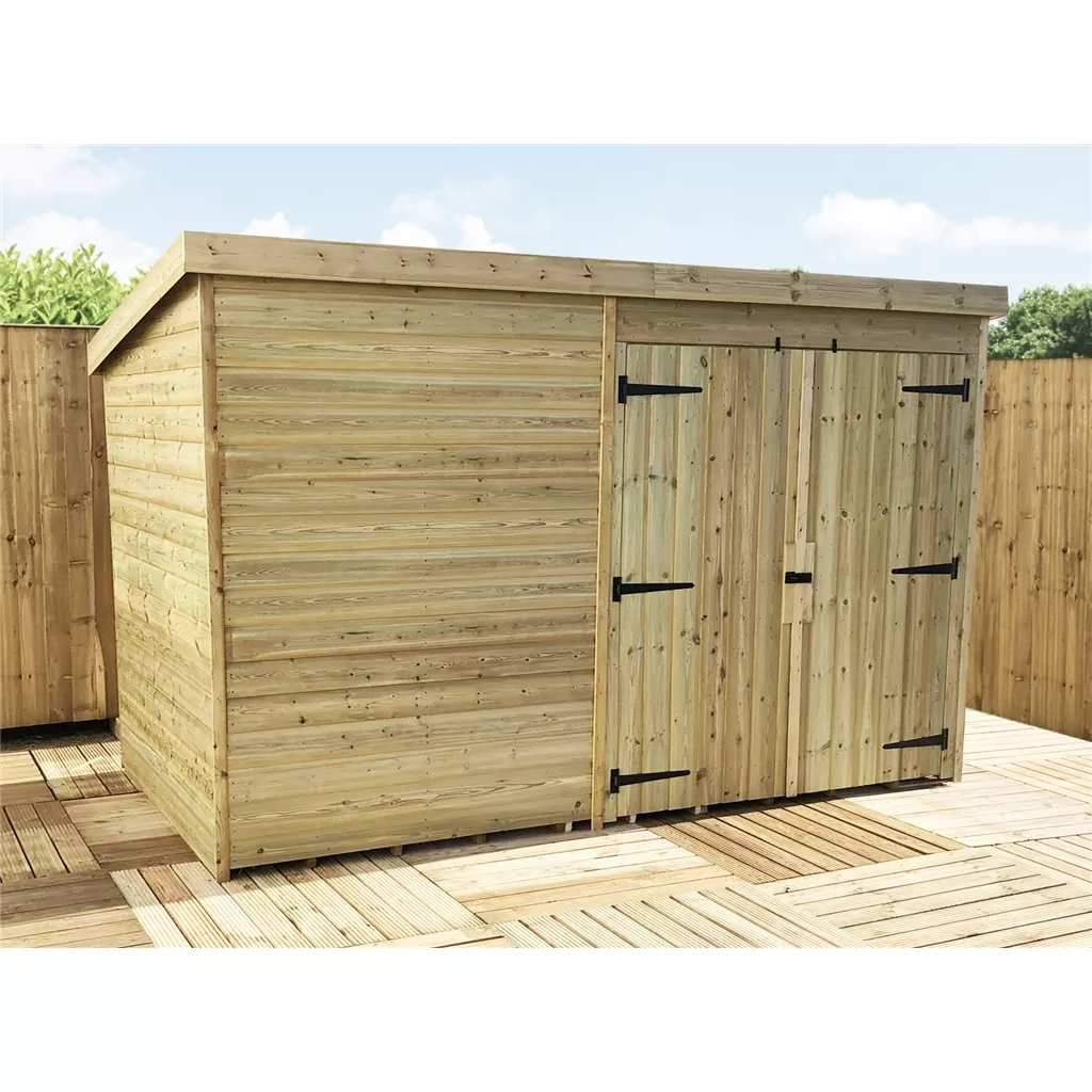 10 x 8 Windowless Pressure Treated T&G Pent Shed With Double Doors product image