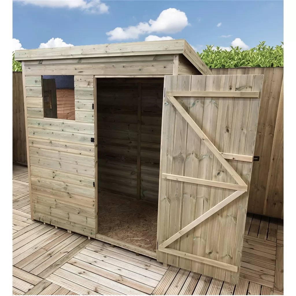 5 x 5 Pressure Treated T&G Pent Shed With 1 Windows, Single Door product image
