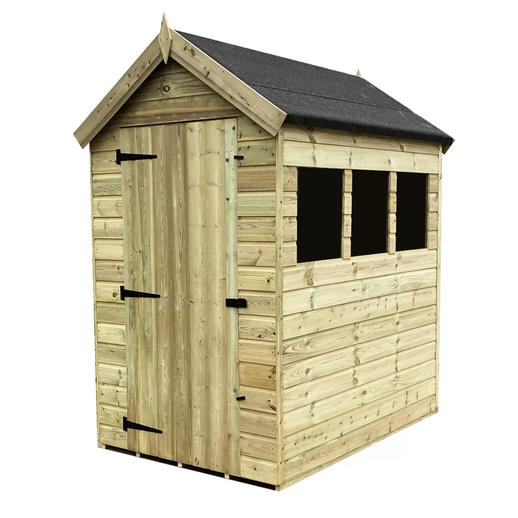 7 x 4 Premier Pressure Treated T&G Apex Shed – Higher Eaves, 3 Windows, Single Door product image