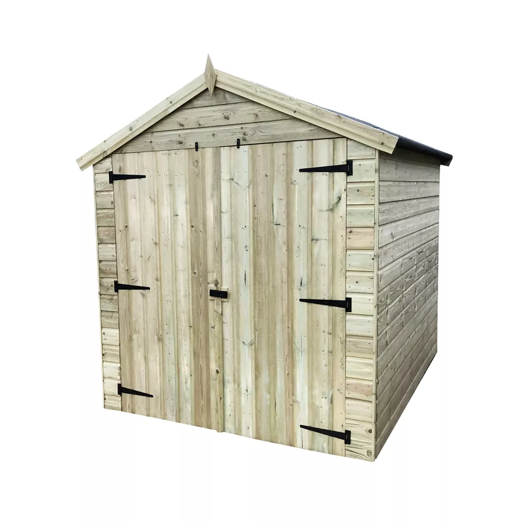 8 x 6 Premier Pressure Treated T&G Apex Shed – Higher Eaves, 4 Windows, Double Door product image