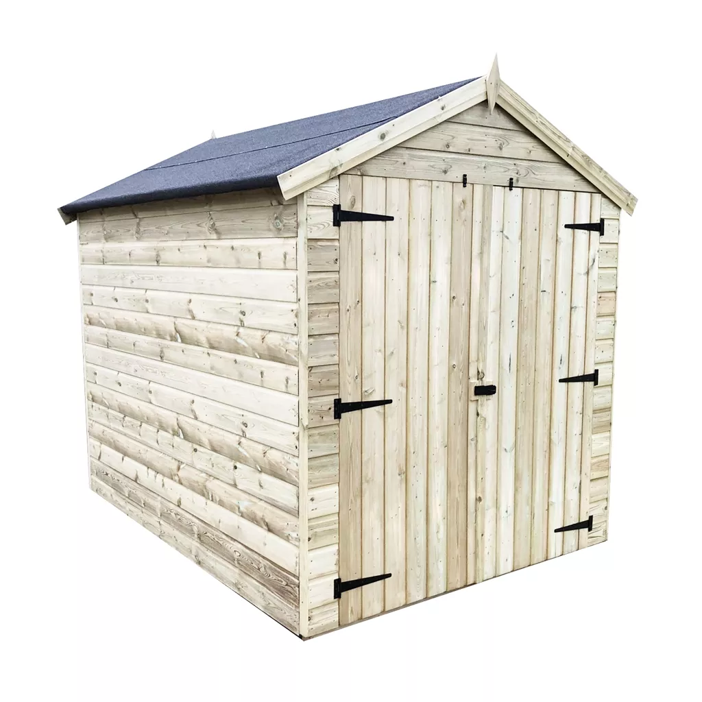7 x 6 Windowless Premier Pressure Treated T&G Apex Shed – Higher Eaves, Double Door product image