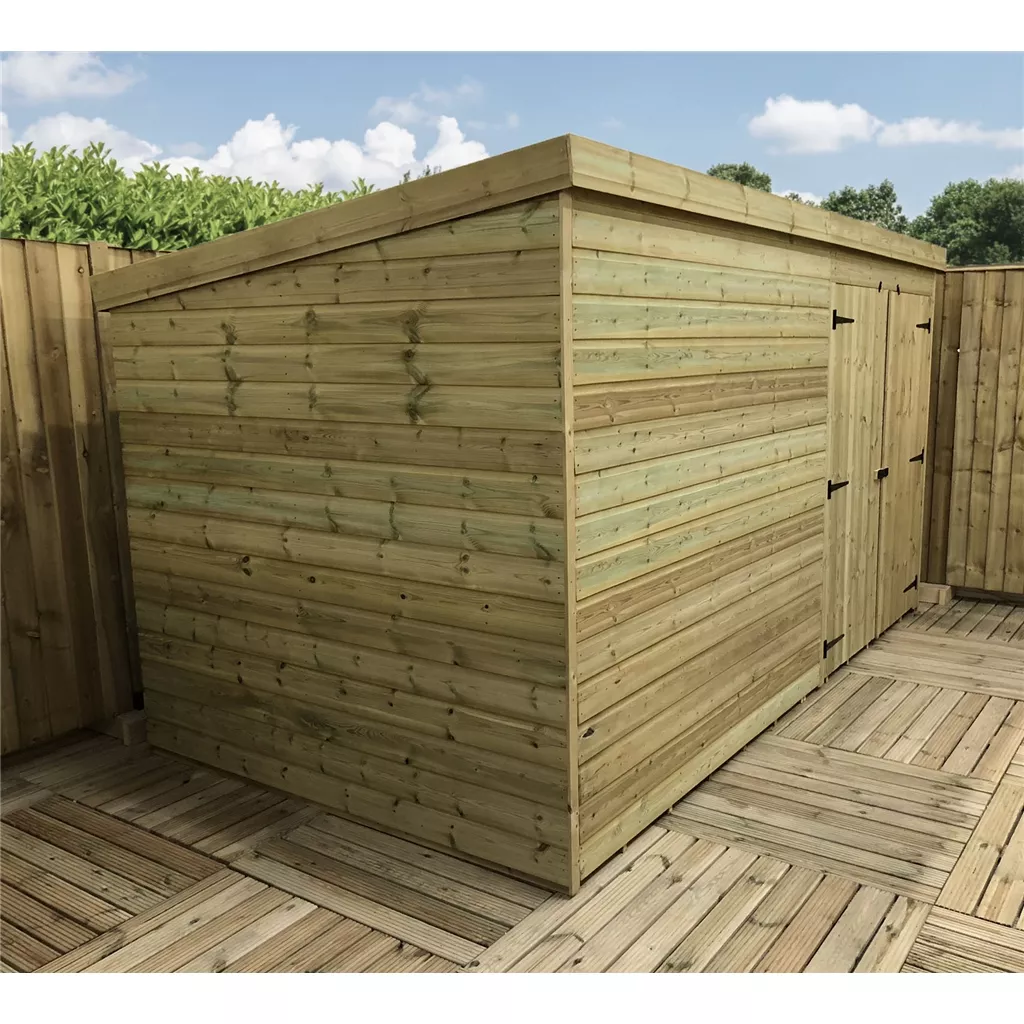 12 x 3 Windowless Pressure Treated T&G Pent Shed With Double Doors product image