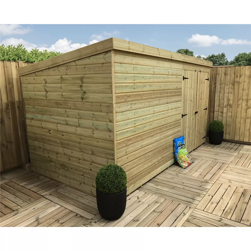 14 x 3 Windowless Pressure Treated T&G Pent Shed With Double Doors product image