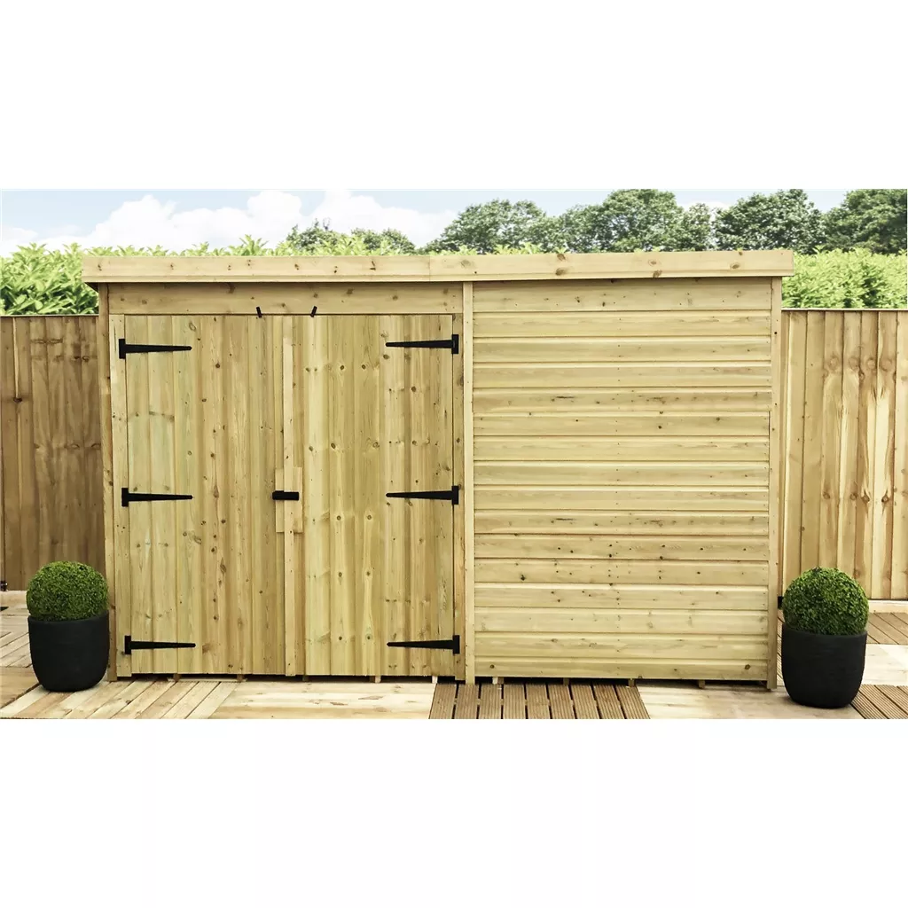 10 x 4 Windowless Pressure Treated T&G Pent Shed With Double Doors product image