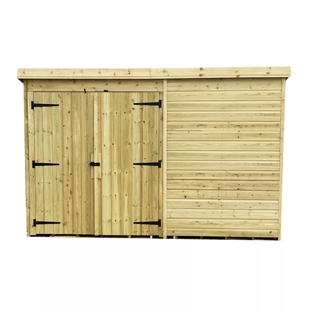 10 x 4 Windowless Pressure Treated T&G Pent Shed With Double Doors product image