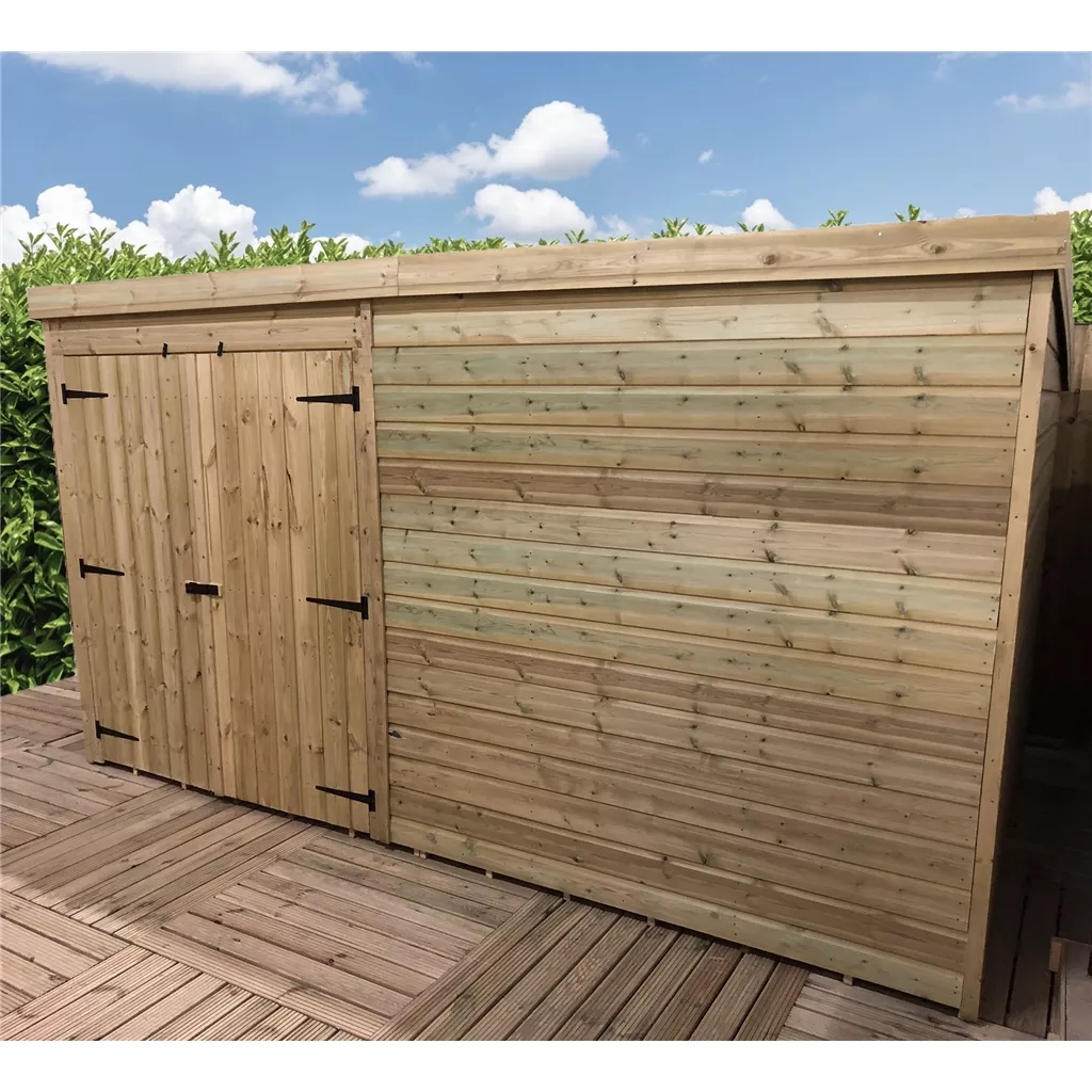 14 x 4 Windowless Pressure Treated T&G Pent Shed With Double Doors product image