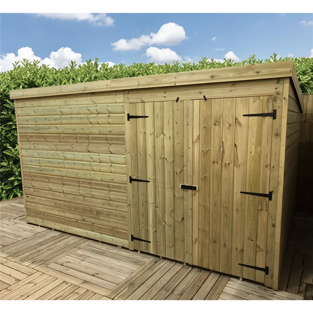 12 x 8 Windowless Pressure Treated T&G Pent Shed With Double Doors product image