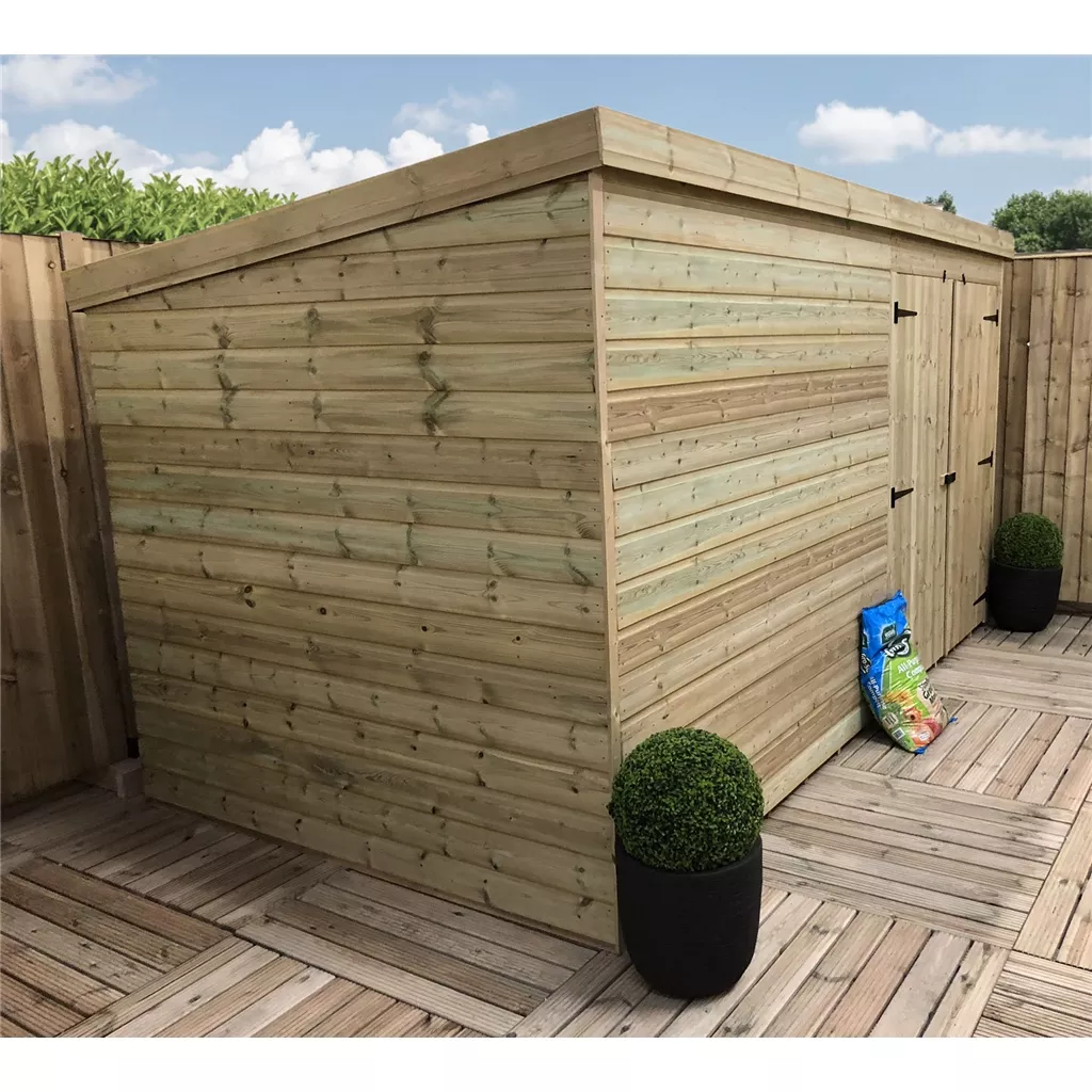 14 x 8 Windowless Pressure Treated T&G Pent Shed With Double Doors product image