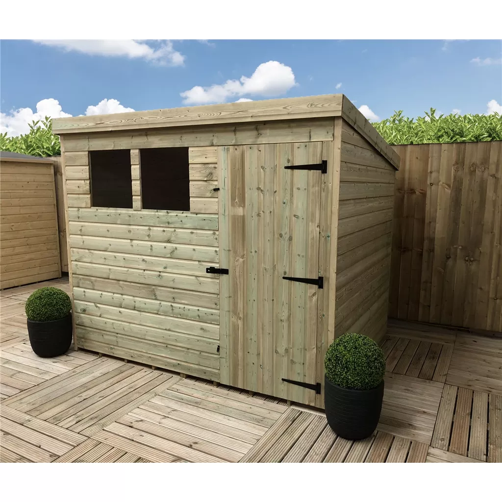 8 x 7 Pressure Treated T&G Pent Shed With 2 Windows, Single Door product image