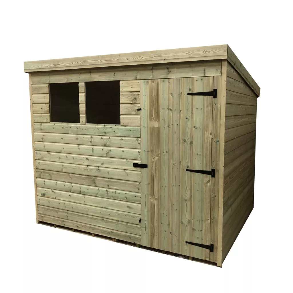 8 x 7 Pressure Treated T&G Pent Shed With 2 Windows, Single Door product image