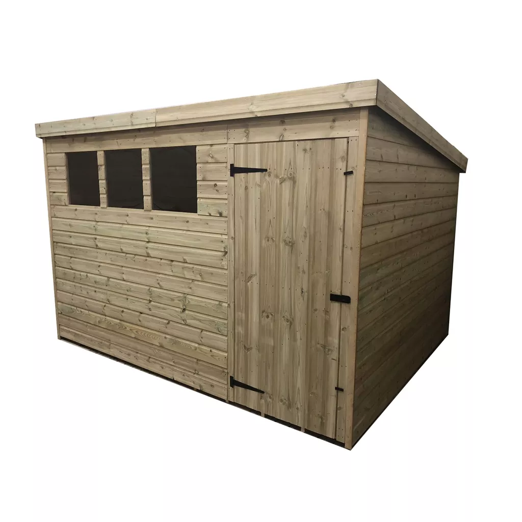 10 x 4 Pressure Treated T&G Pent Shed With 3 Windows, Single Door product image