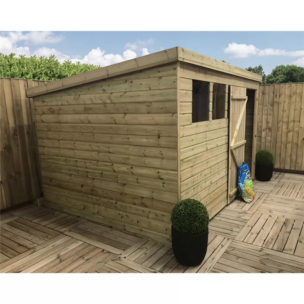 10 x 4 Pressure Treated T&G Pent Shed With 3 Windows, Single Door product image