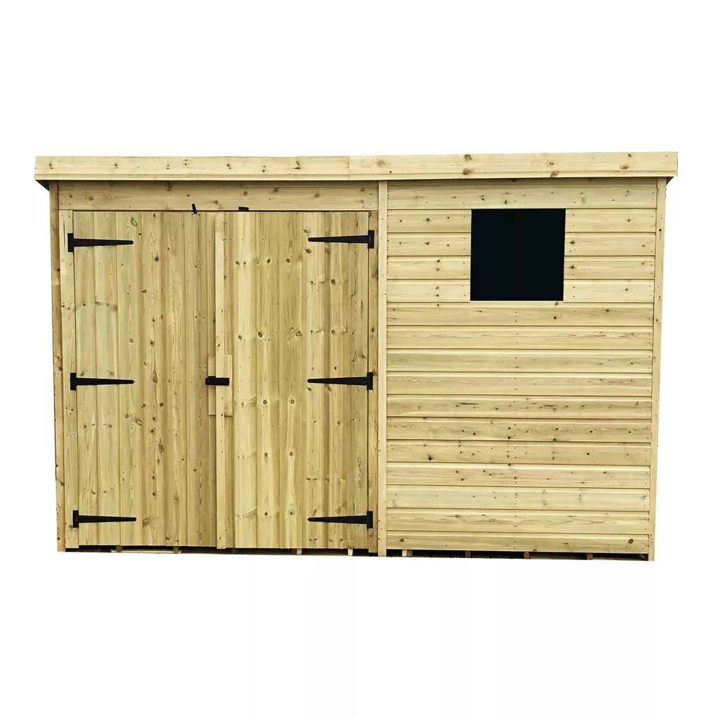 10 x 6 Pressure Treated T&G Pent Shed With 1 Windows, Double Door product image
