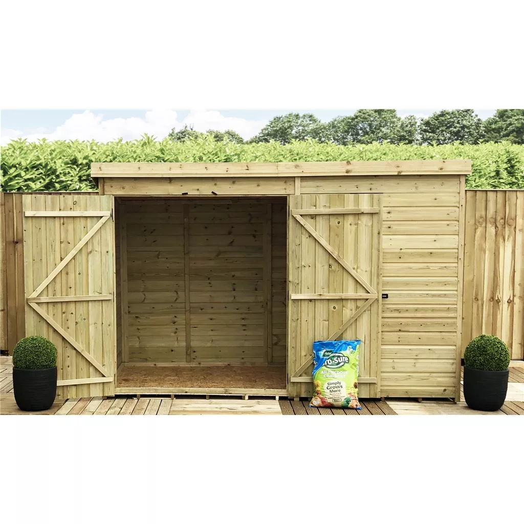 10 x 7 Pressure Treated T&G Pent Shed With 1 Windows, Double Door product image