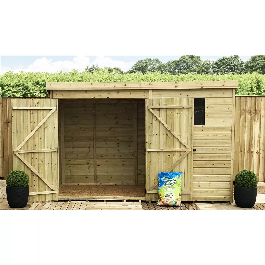 10 x 7 Pressure Treated T&G Pent Shed With 1 Windows, Double Door product image