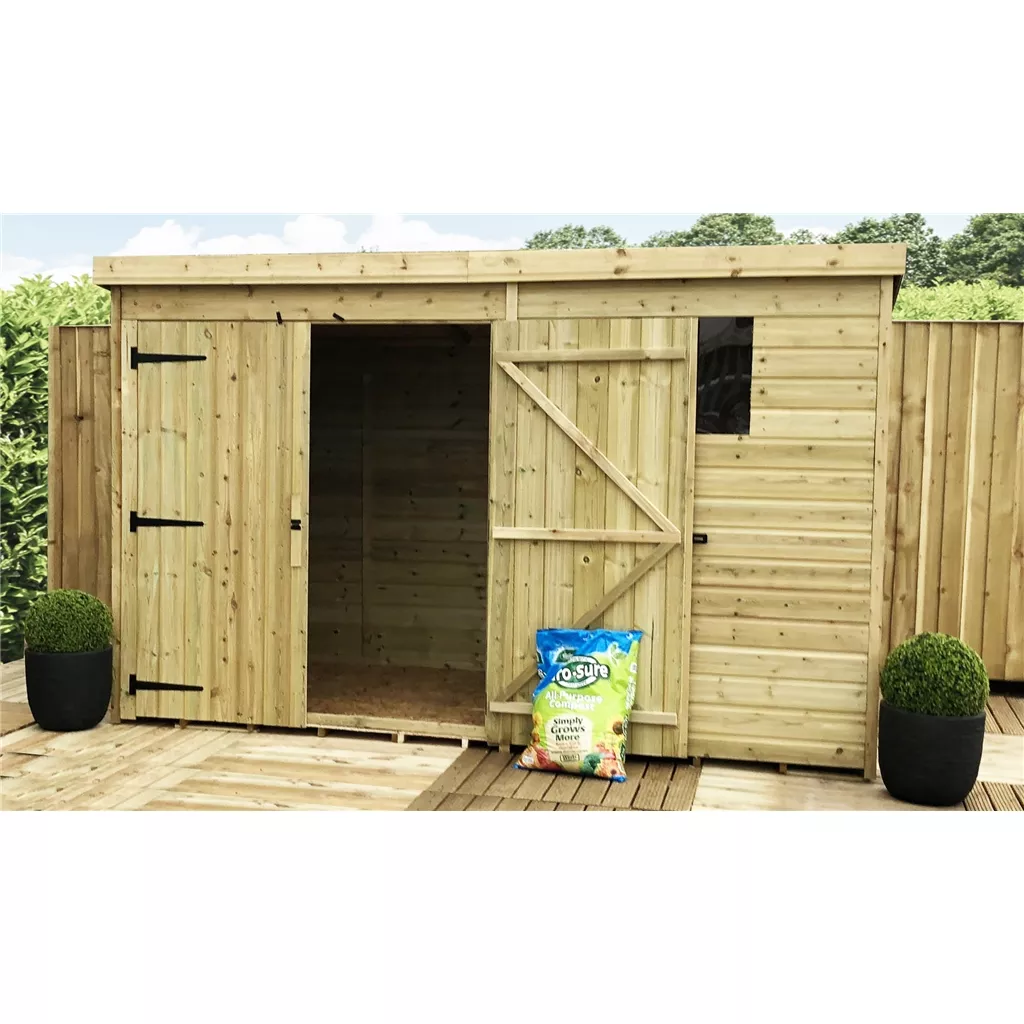 10 x 7 Pressure Treated T&G Pent Shed With 1 Windows, Double Door product image