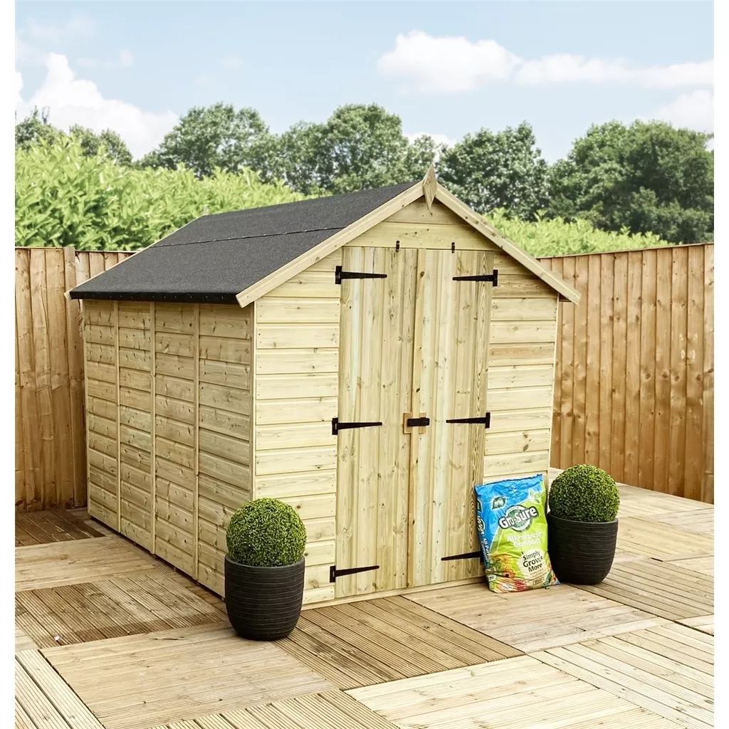 3 x 6 Windowless Pressure Treated T&G Apex Shed + Double Doors + Low Eaves product image