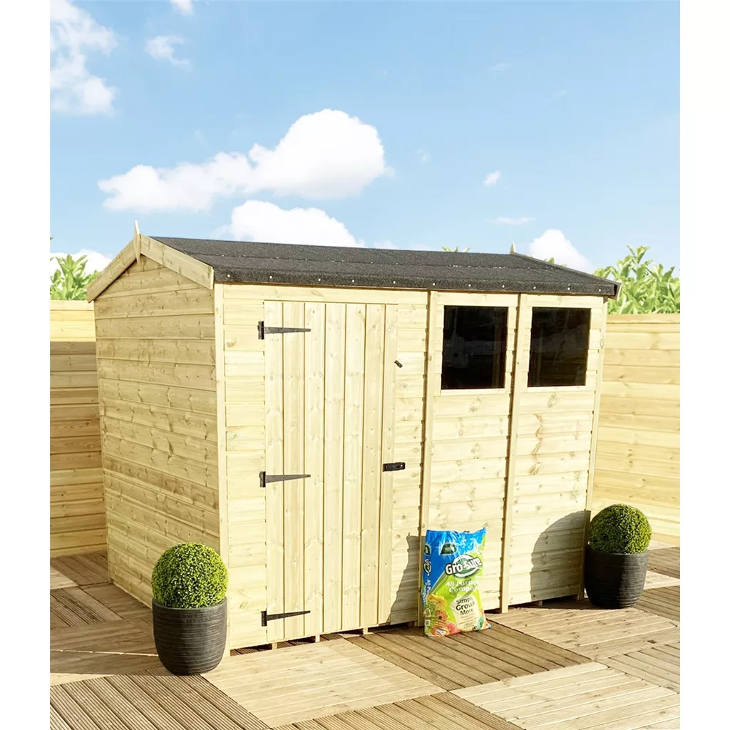 12 x 8 Reverse Pressure Treated T&G Single Door Apex Shed – High Eaves+ 3 Windows product image