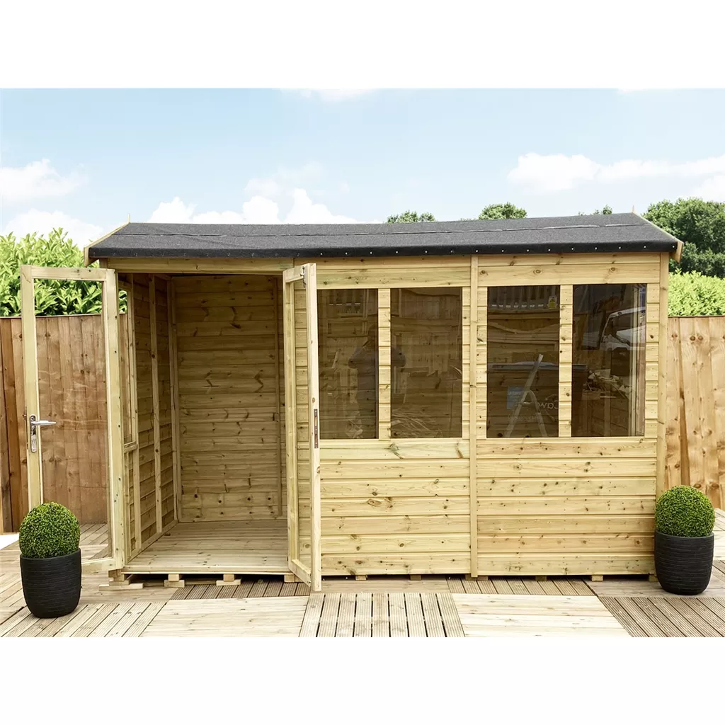 12 x 9 Reverse Pressure Treated Apex Summerhouse – Long Windows product image
