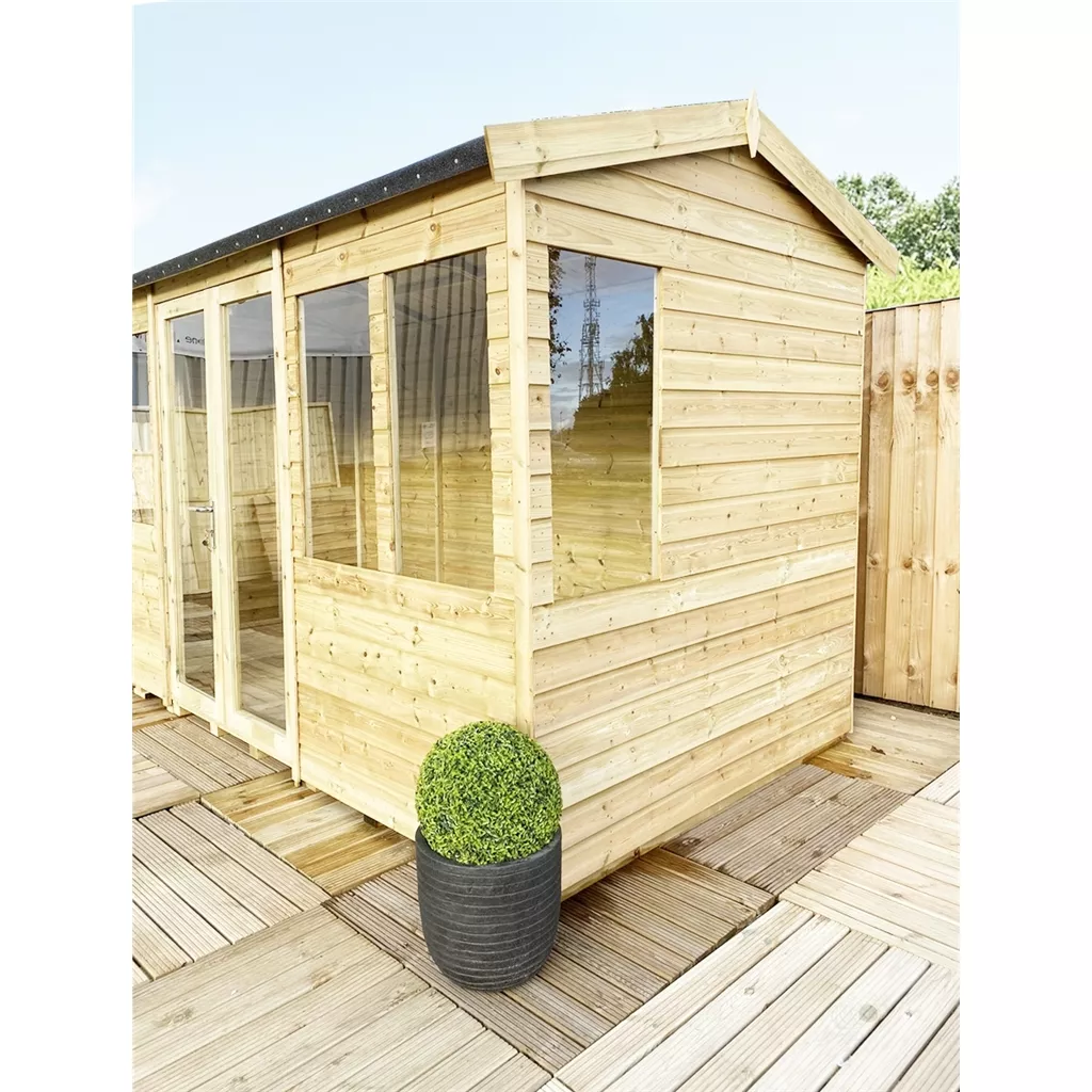 7 x 8 Reverse Pressure Treated Apex Summerhouse – High Eaves product image