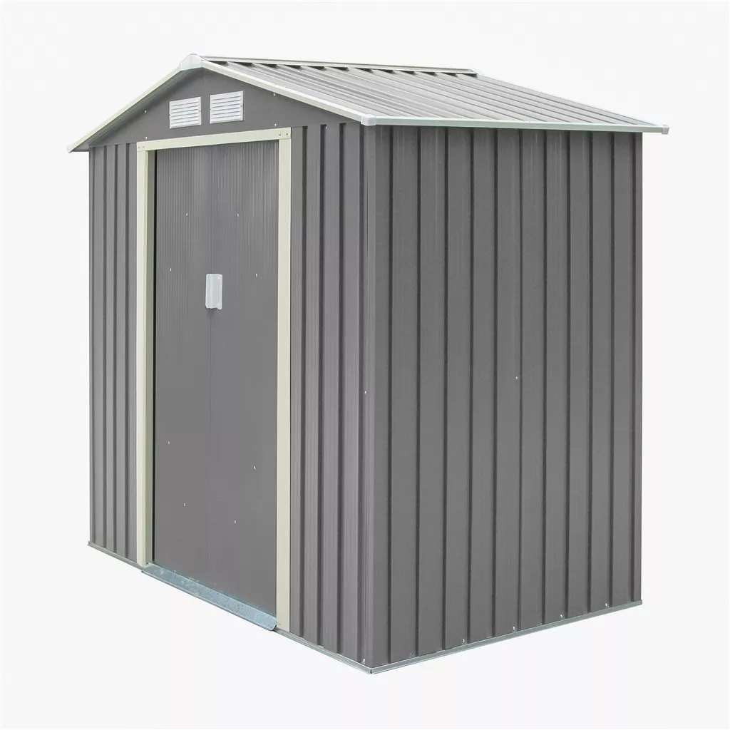 8 x 6 Double Door Metal Apex Shed – Light Grey product image