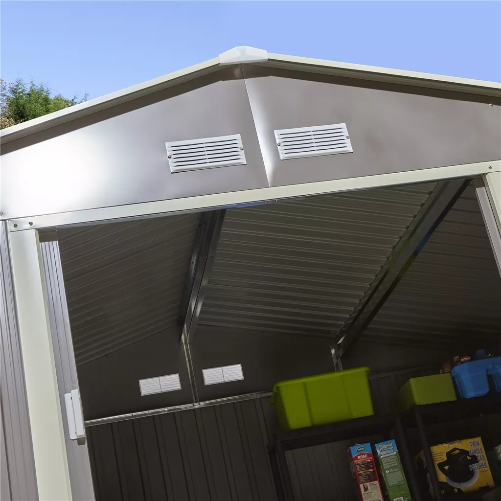 10 x 8 Double Door Metal Apex Shed – Light Grey product image