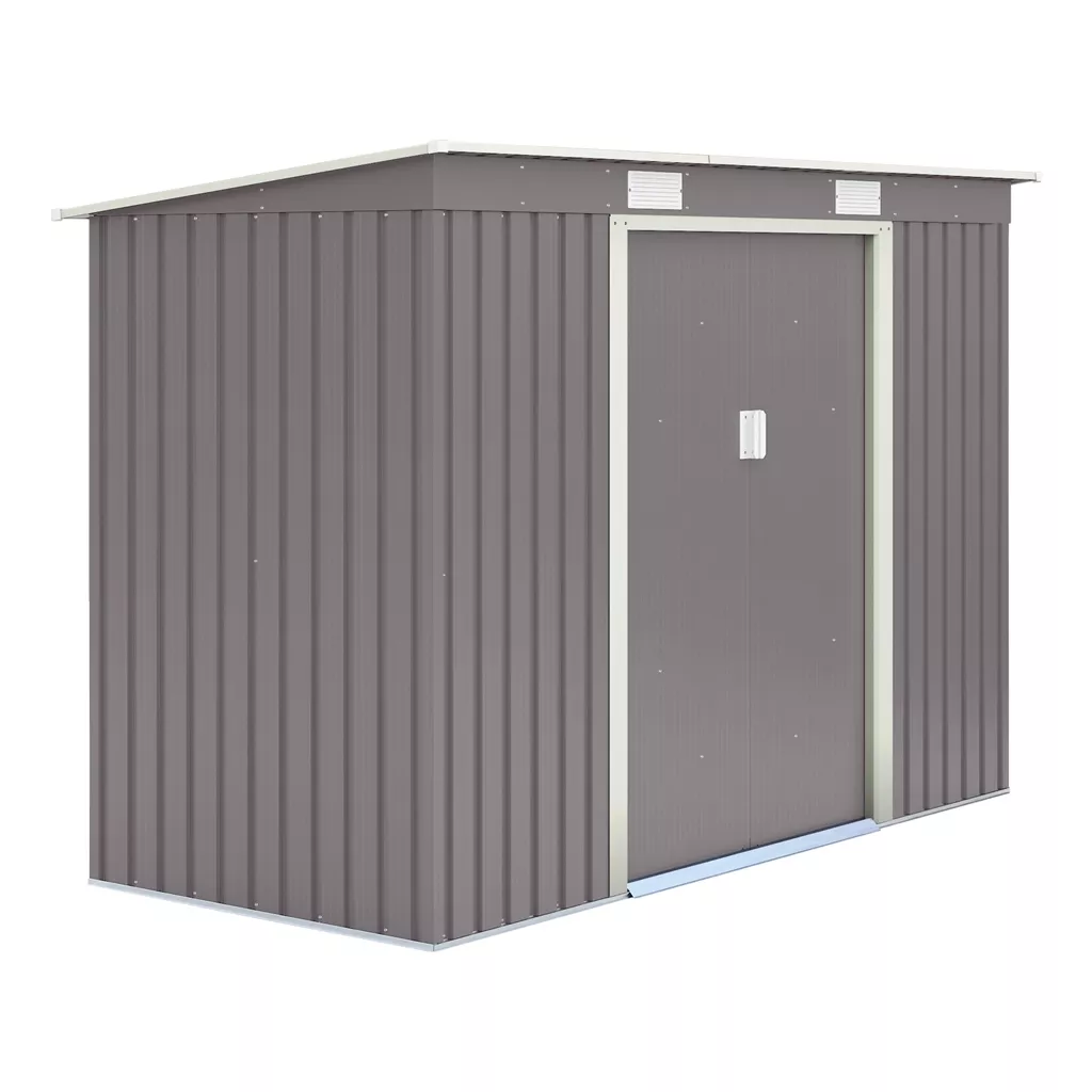 8 x 4 Double Door Metal Pent Shed – Light Grey product image