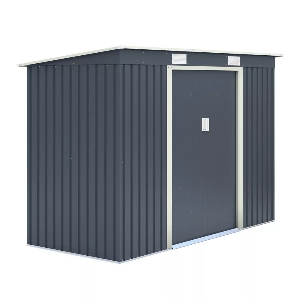 8 x 4 Double Door Metal Pent Shed – Dark Grey product image