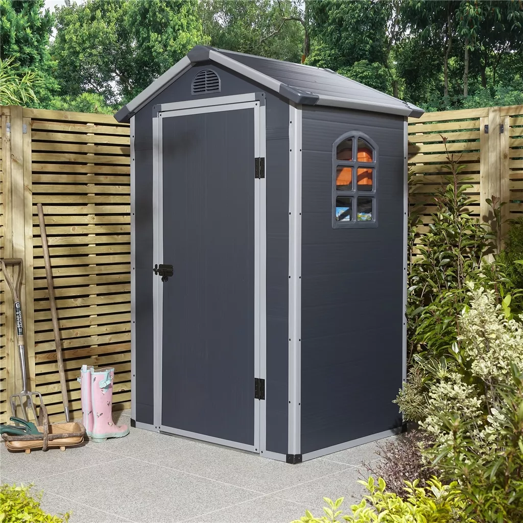 4 x 3 Single Door Apex Plastic Shed - Dark Grey product image