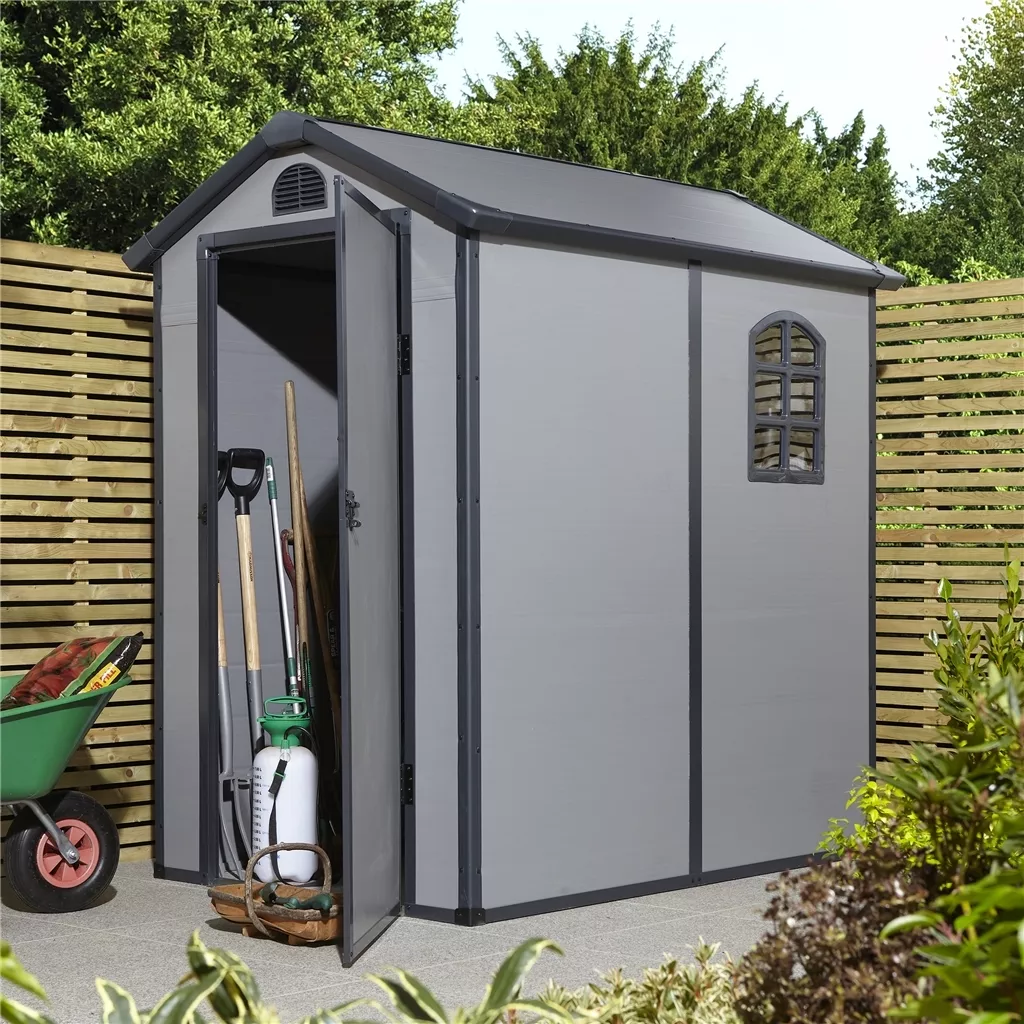 4 x 6 Single Door Apex Plastic Shed - Light Grey product image