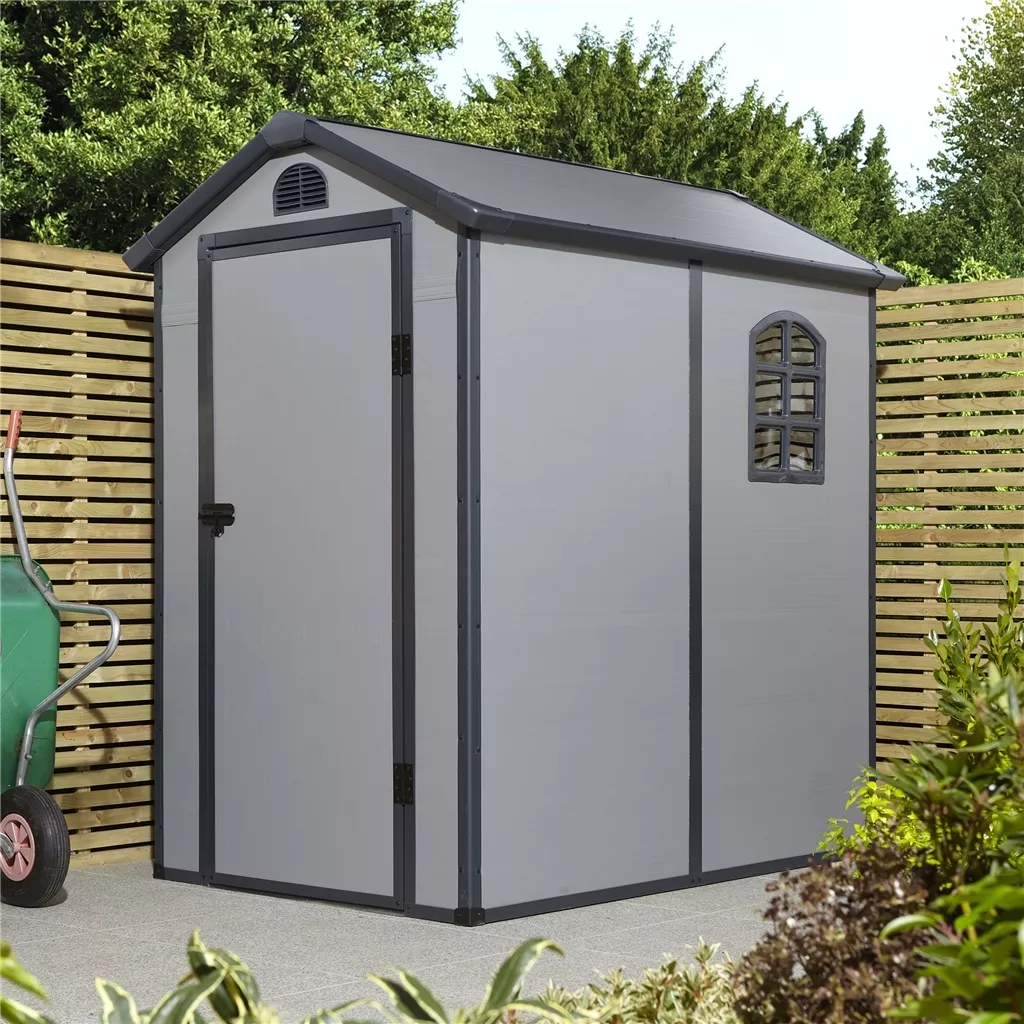 4 x 6 Single Door Apex Plastic Shed - Light Grey product image