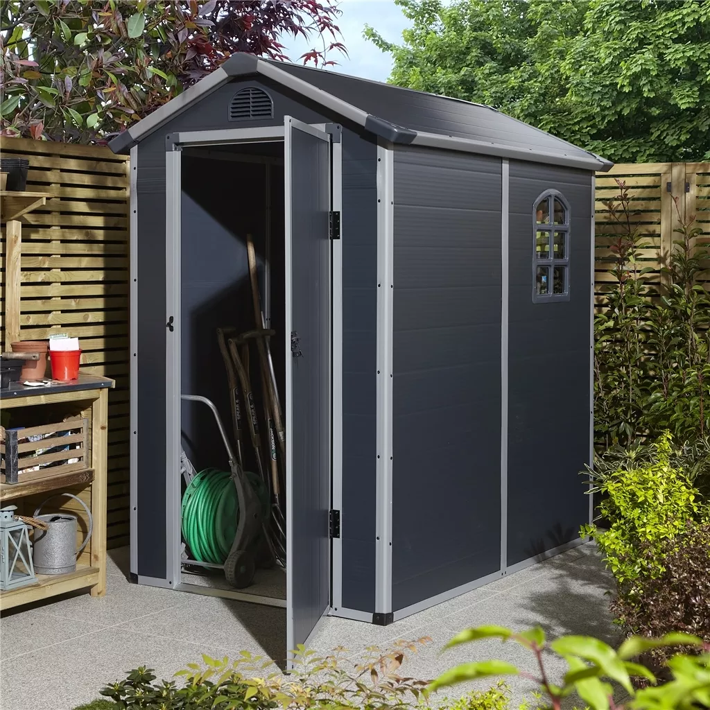 4 x 6 Single Door Apex Plastic Shed - Dark Grey product image