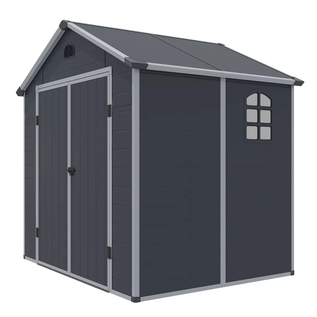8 x 6 Double Door Apex Plastic Shed - Dark Grey product image