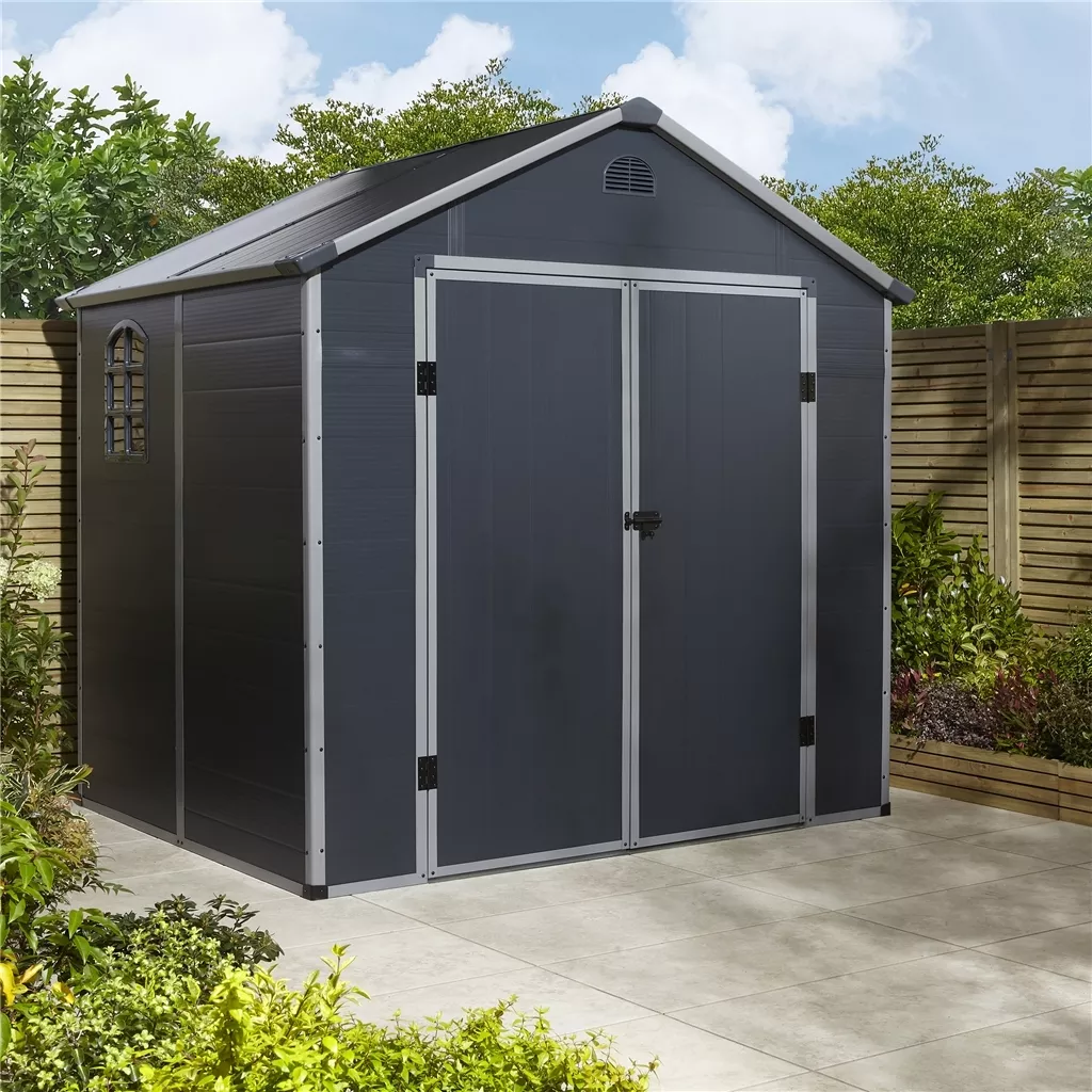 8 x 6 Double Door Apex Plastic Shed - Dark Grey product image
