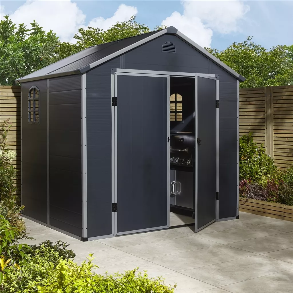 8 x 6 Double Door Apex Plastic Shed - Dark Grey product image