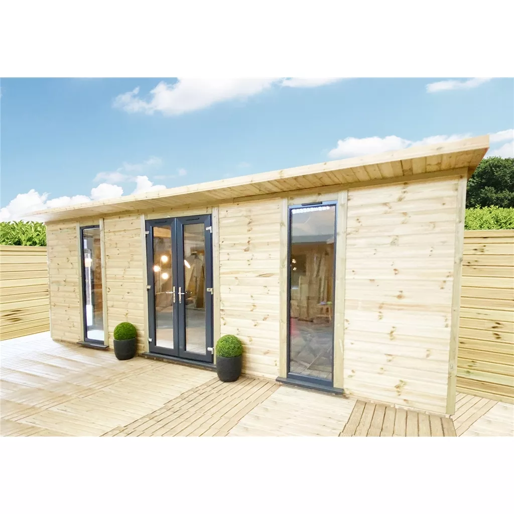 20 x 16 Executive Plus Insulated Garden Office – PVC French Doors & Windows product image