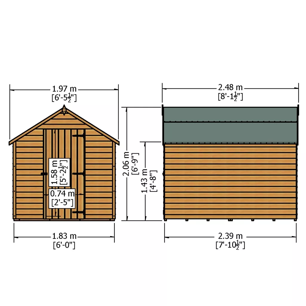 8 x 6 Super Value Overlap - Apex Wooden Bike Store – Windowless, Single Door product image