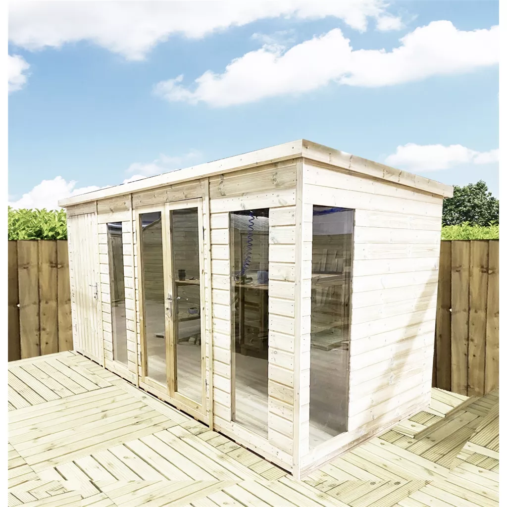 18 x 7 Combi Pressure Treated Pent Summerhouse with Side Storage product image
