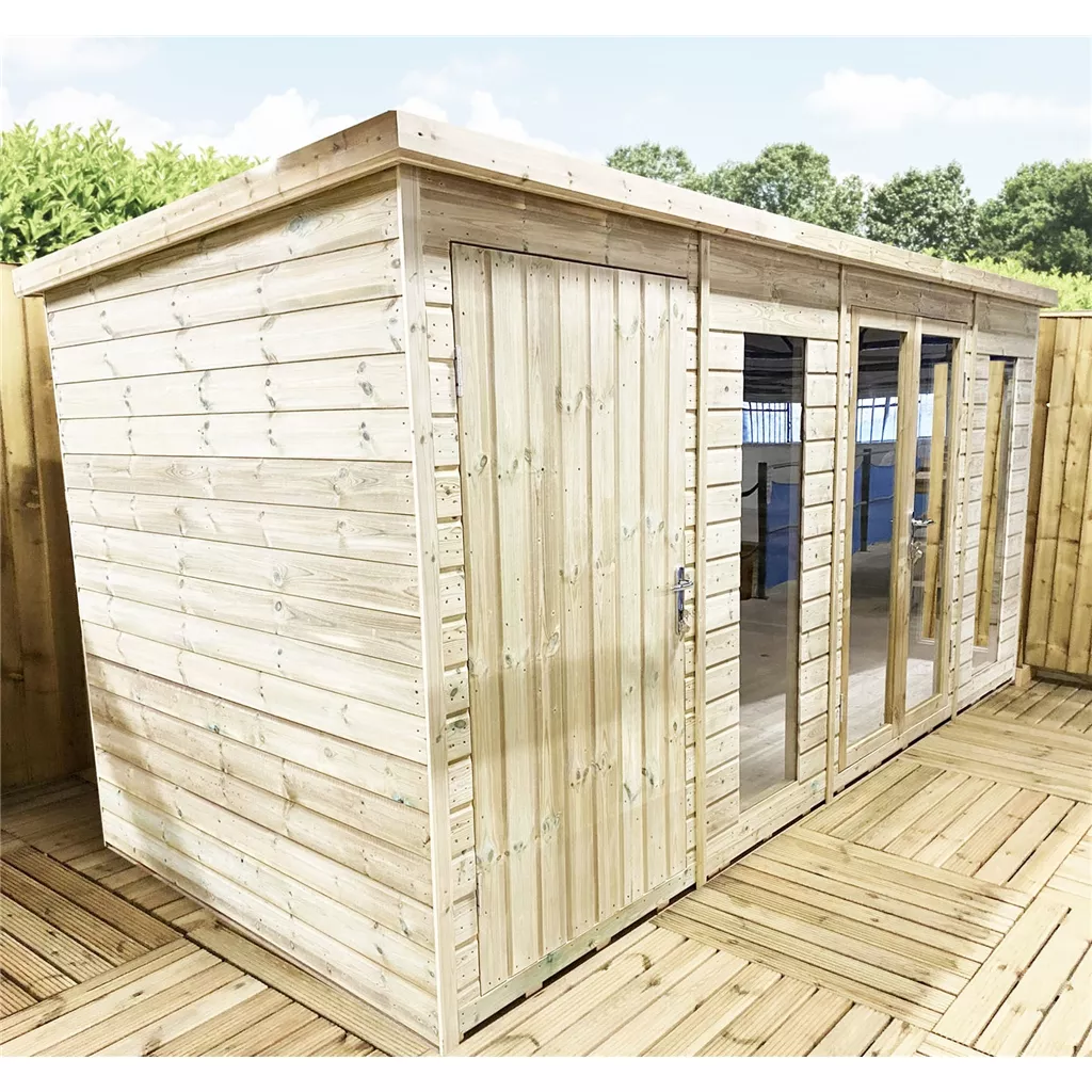 30 x 8 Combi Pressure Treated Pent Summerhouse with Side Storage product image