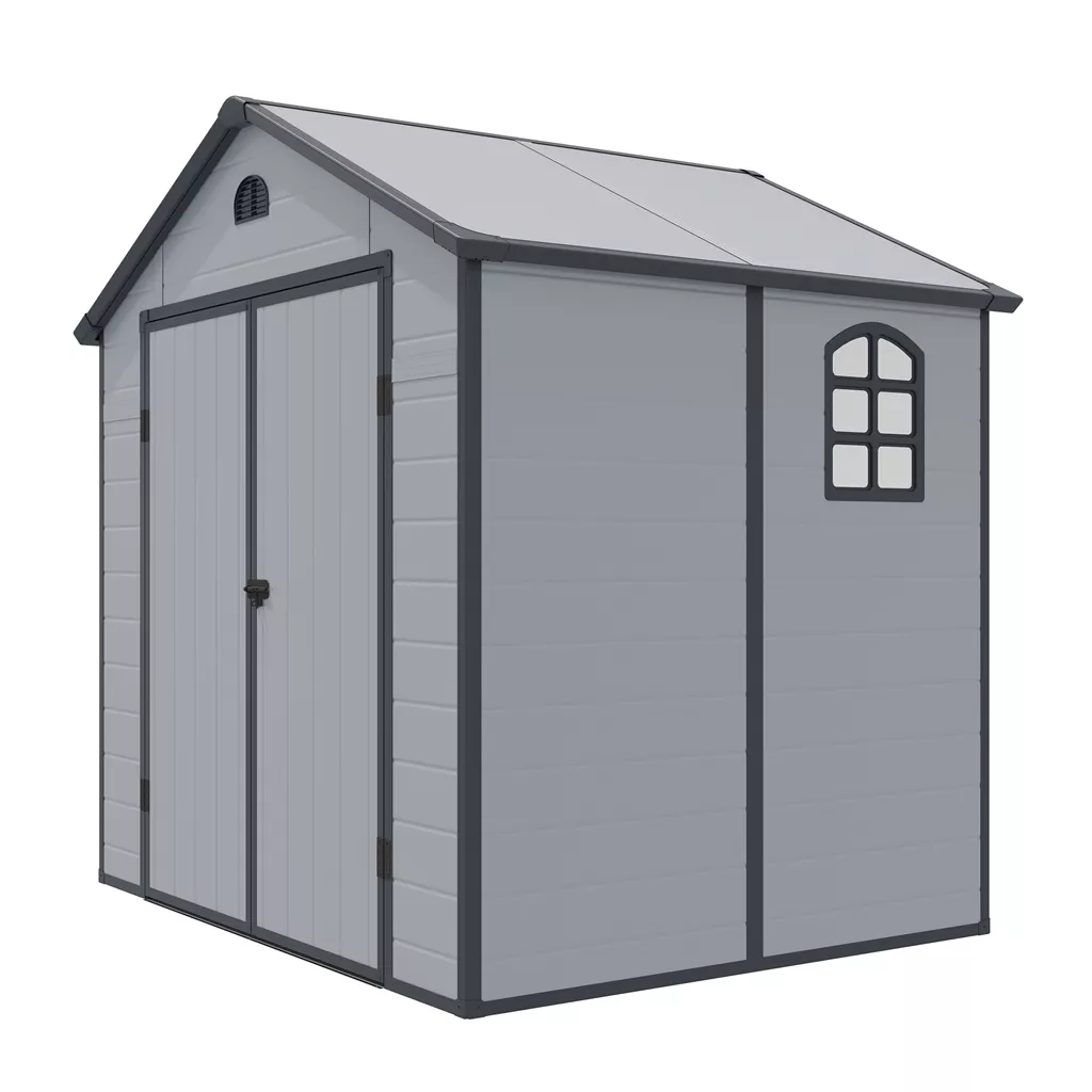 8 x 6 Double Door Apex Plastic Shed - Light Grey product image