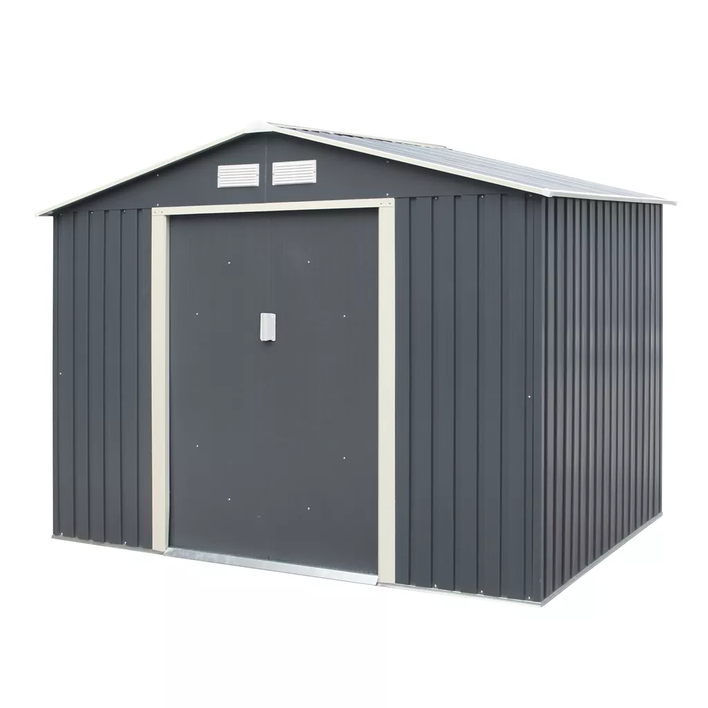 8 x 6 Double Door Metal Apex Shed – Dark Grey product image