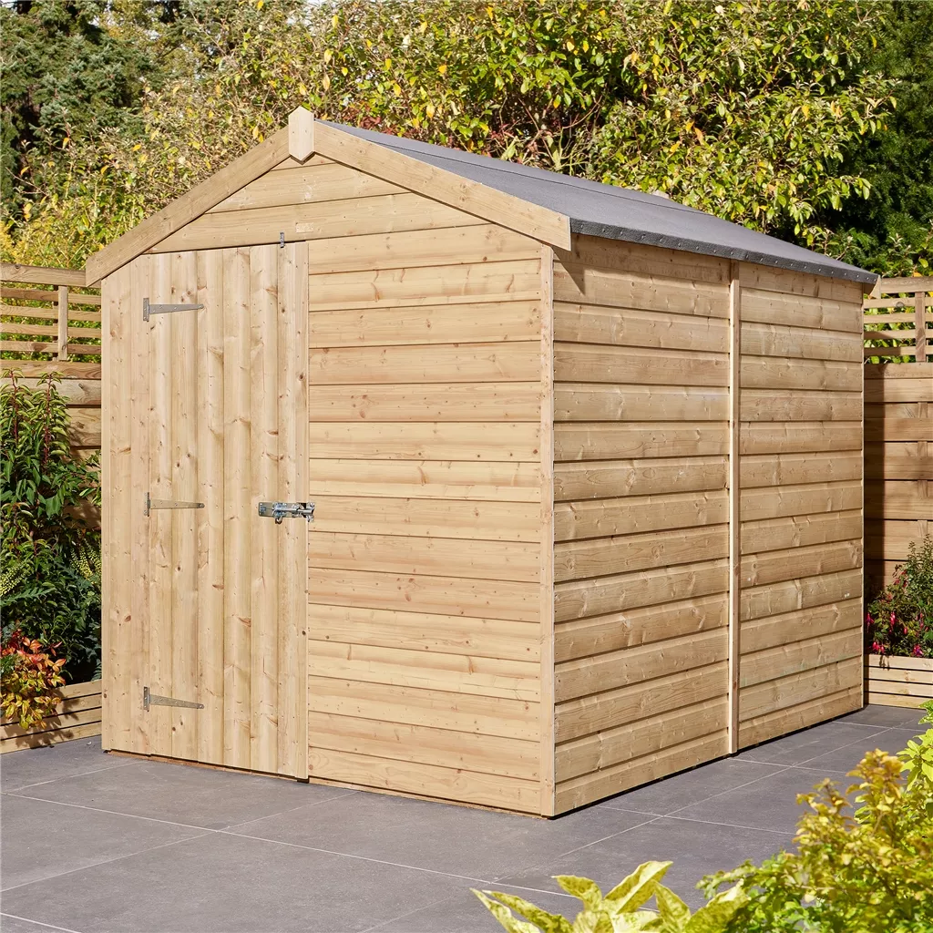 8ft x 6ft Windowless, Single Door - 12mm Shiplap Apex Shed product image