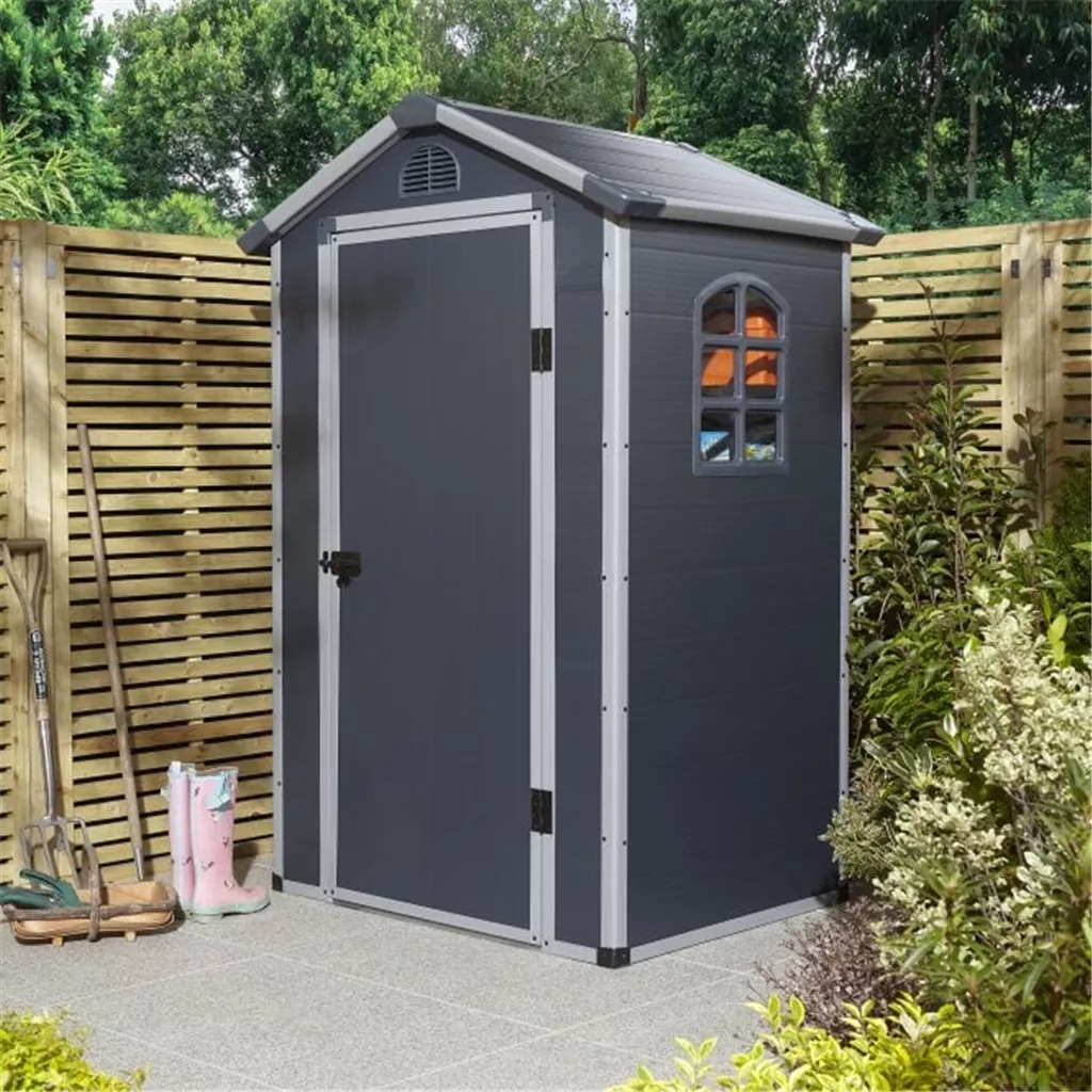 4ft x 3ft Deluxe Stratton Plastic Shed Single Door Apex Shed With Assembly - Dark Grey product image