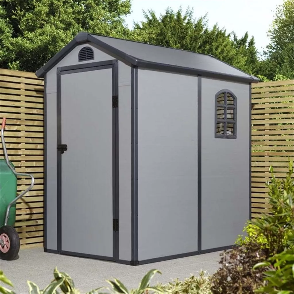 4ft x 6ft Deluxe Stratton Plastic Shed Single Door Apex Shed With Assembly - Light Grey product image