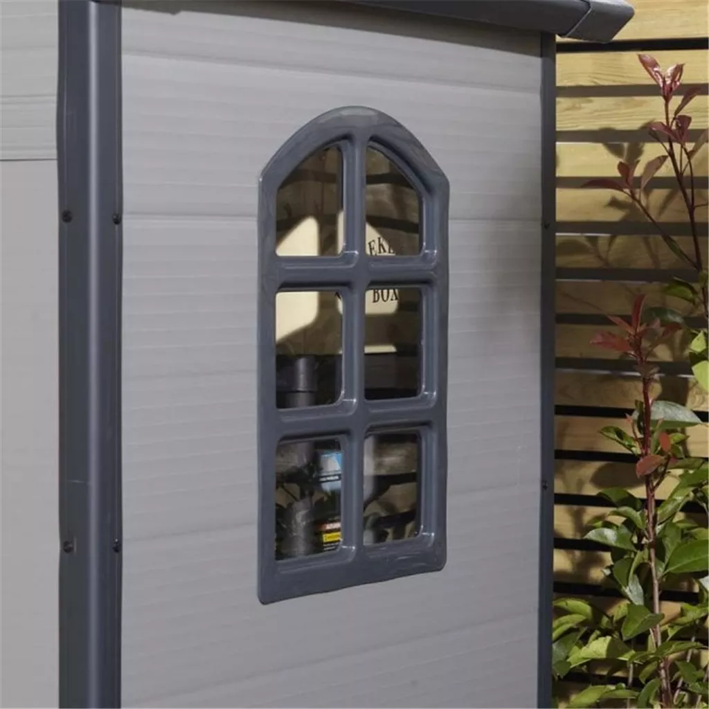 4ft x 6ft Deluxe Stratton Plastic Shed Single Door Apex Shed With Assembly - Light Grey product image