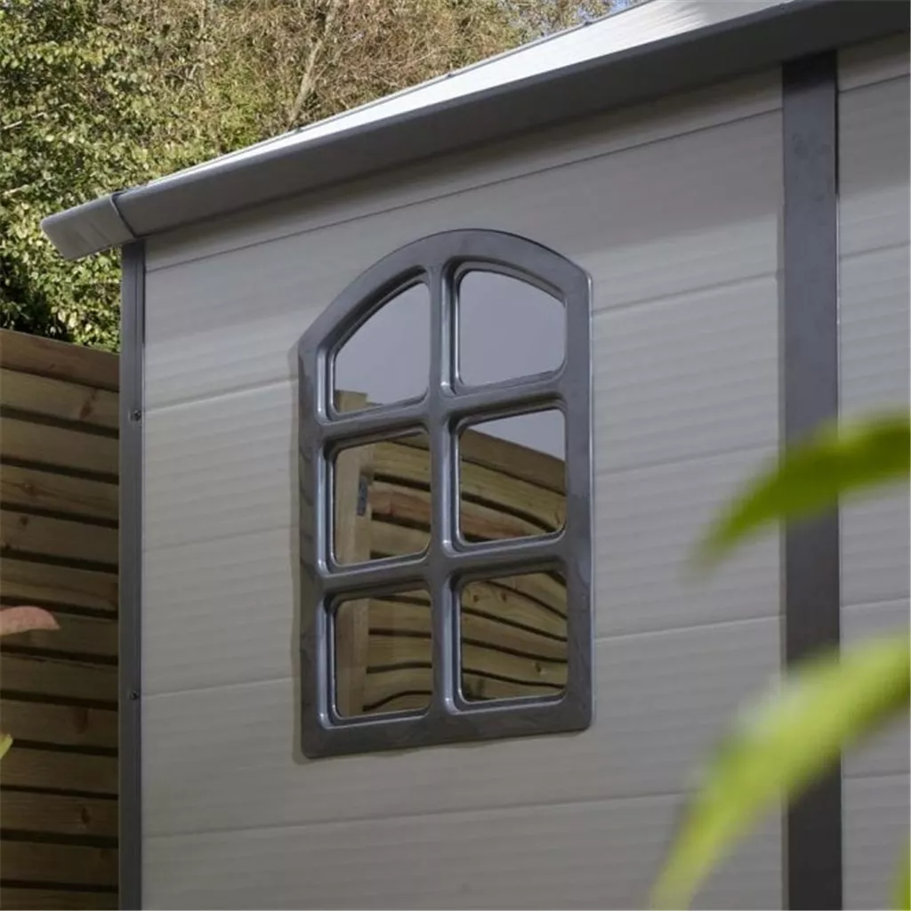 8ft x 6ft Deluxe Stratton Plastic Shed Double Door Apex Shed With Assembly & Foundation Kit - Light Grey product image