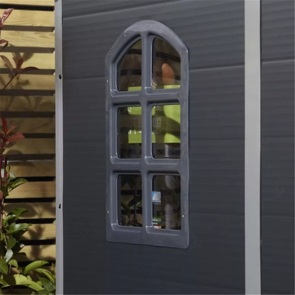 8ft x 6ft Deluxe Stratton Plastic Shed Double Door Apex Shed With Assembly - Dark Grey product image
