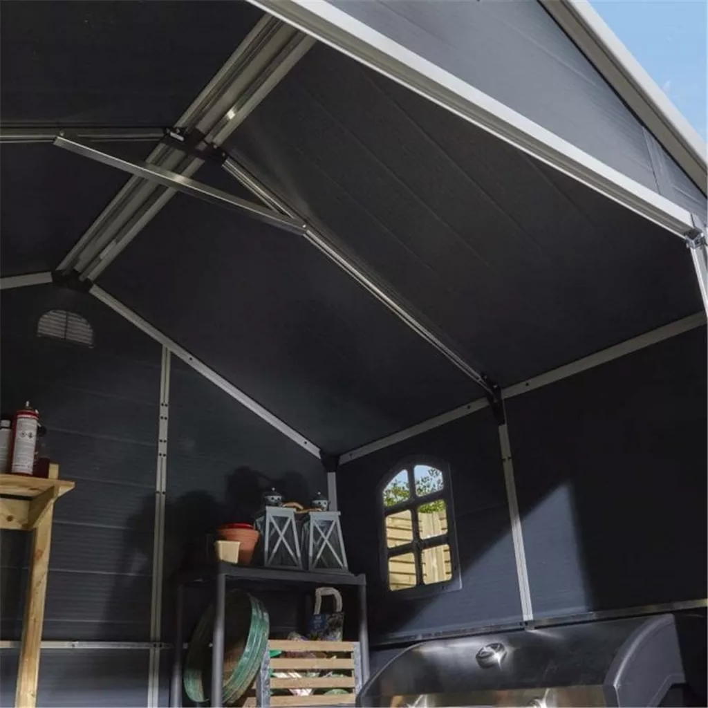 8ft x 6ft Deluxe Stratton Plastic Shed Double Door Apex Shed With Assembly - Dark Grey product image