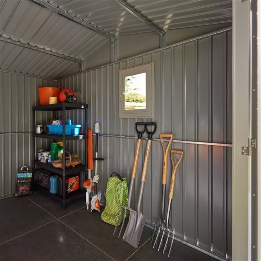 10 x 10 Deluxe Ashford Metal Apex Shed – Double Door, Assembly & Foundation Kit product image