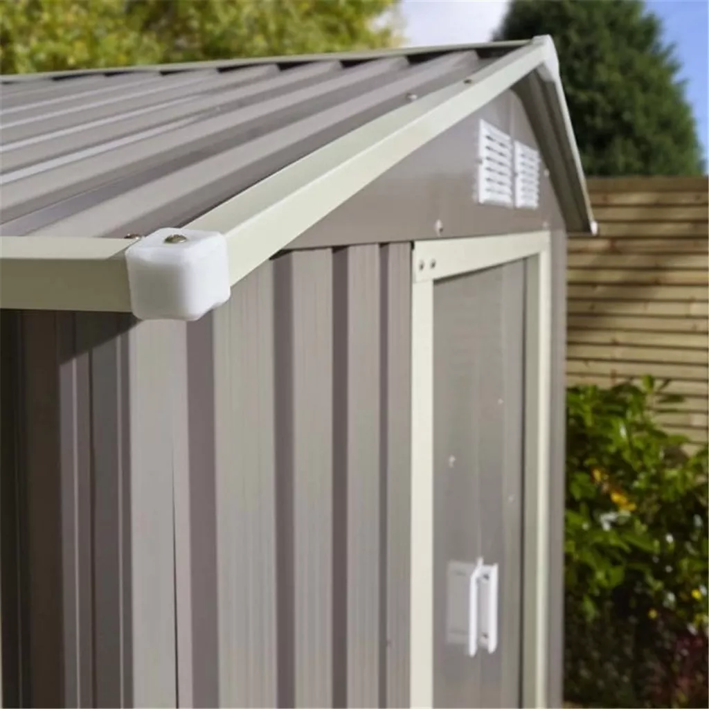 6 x 4 Deluxe Ironwood Metal Apex Shed – Double Door & Foundation Kit – Light Grey product image